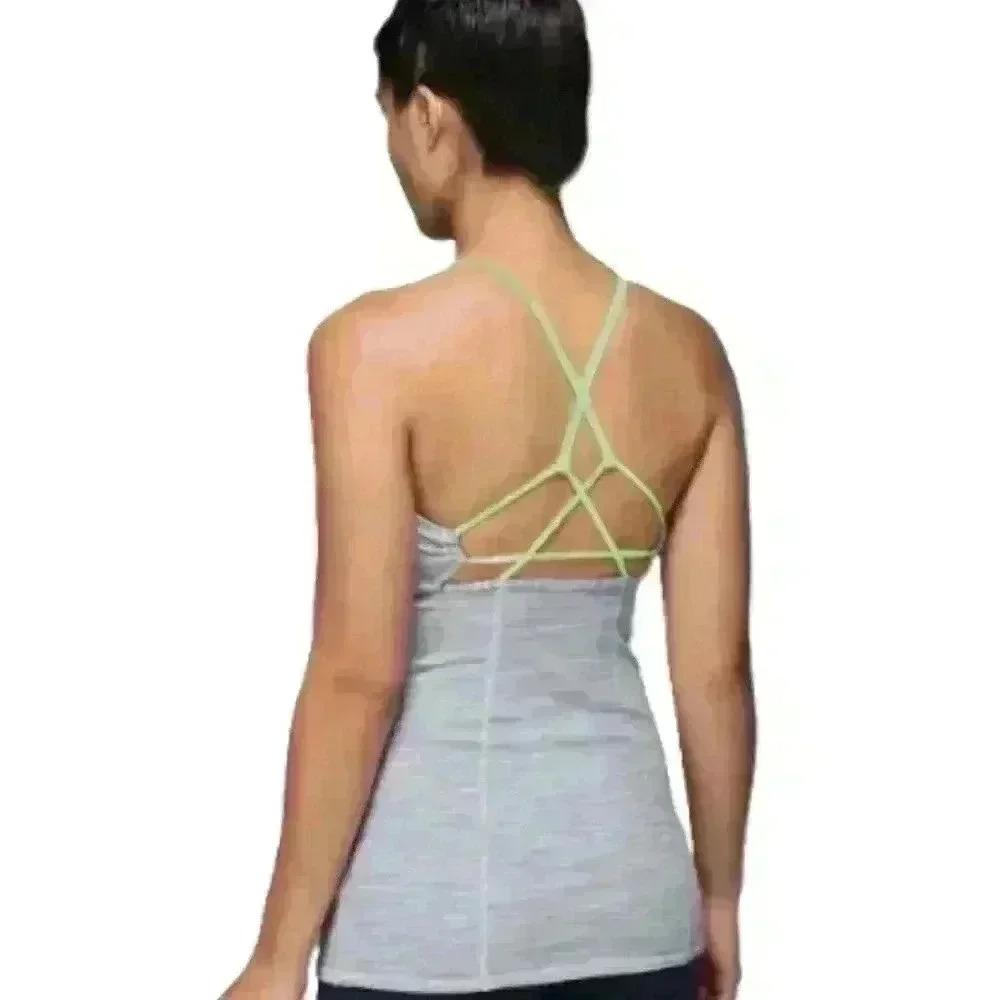 Lululemon Dancing Warrior Tank We Are From Space Silver Spoon Clear Mint Size 10 - Picture 3 of 8